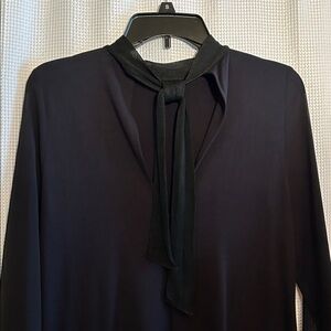 Zara Black Plunge Neck Dress with Tie Detail